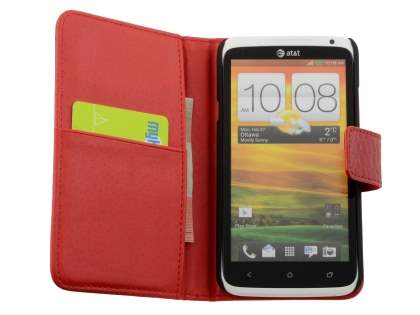 TS-CASE crocodile pattern Genuine leather Wallet Case for HTC One X / XL / X+ - Red