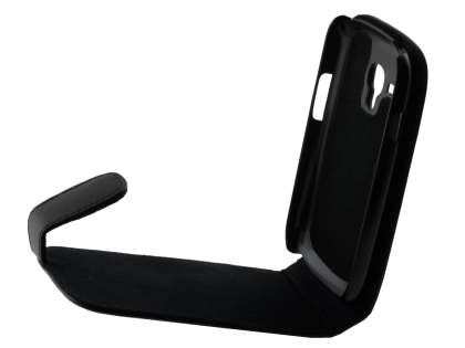 Genuine Leather Flip Case for Samsung I8190 Galaxy S3 mini - Classic Black