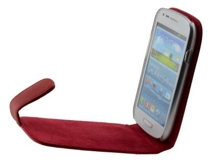 Genuine Leather Flip Case for Samsung I8190 Galaxy S3 mini - Red