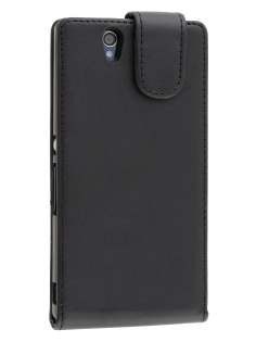 Synthetic Leather Flip Case for Sony Xperia Z - Classic Black Leather Flip Case
