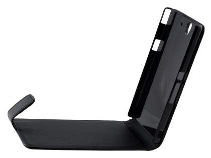 Synthetic Leather Flip Case for Sony Xperia Z - Classic Black