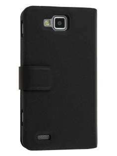 Slim Genuine Leather Portfolio Case for Samsung Ativ S I8750 - Classic Black