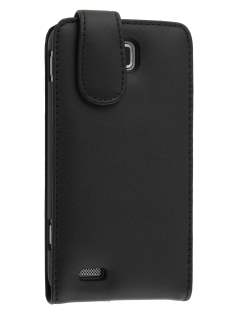 Genuine Leather Flip Case for Samsung Ativ S I8750 - Classic Black Genuine Leather Flip Case for Samsung Ativ S I8750 - Classic Black