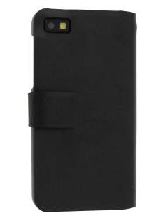 Slim Genuine Leather Portfolio Case for BlackBerry Z10 - Classic Black Slim Genuine Leather Portfolio Case for BlackBerry Z10 - Classic Black