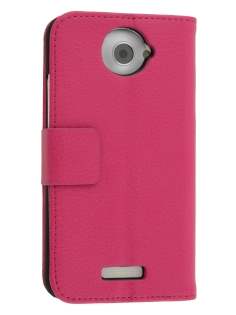 HTC One X / XL / X+ Slim Synthetic Leather Wallet Case with Stand - Pink HTC One X / XL / X+ Slim Synthetic Leather Wallet Case with Stand - Pink