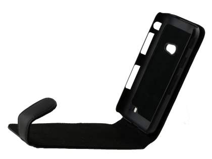 Genuine Leather Flip Case for Samsung I8530 Galaxy Beam - Classic Black