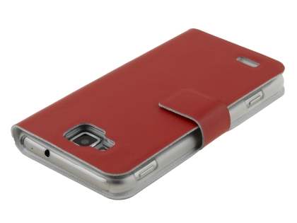 Slim Genuine Leather Portfolio Case for Samsung Ativ S I8750 - Red
