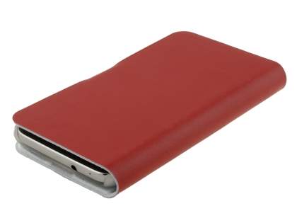 Slim Genuine Leather Portfolio Case for Samsung Ativ S I8750 - Red