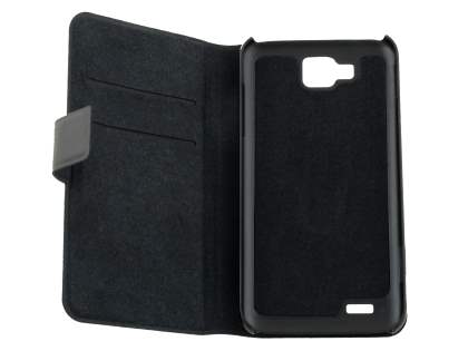 Slim Genuine Leather Portfolio Case for Samsung Ativ S I8750 - Classic Black