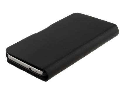 Slim Genuine Leather Portfolio Case for Samsung Ativ S I8750 - Classic Black