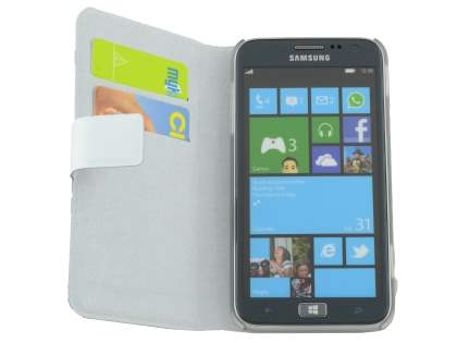 Slim Genuine Leather Portfolio Case for Samsung Ativ S I8750 - Pearl White