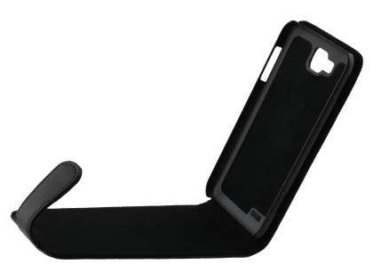 Genuine Leather Flip Case for Samsung Ativ S I8750 - Classic Black