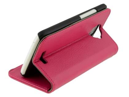 HTC One X / XL / X+ Slim Synthetic Leather Wallet Case with Stand - Pink