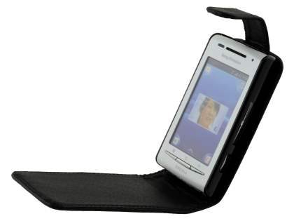 Synthetic Leather Flip Case for Sony Ericsson XPERIA X8 - Classic Black