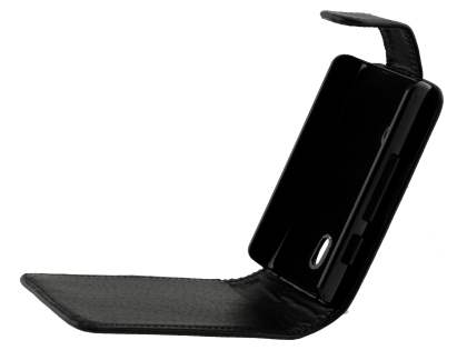 Synthetic Leather Flip Case for Sony Ericsson XPERIA X8 - Classic Black