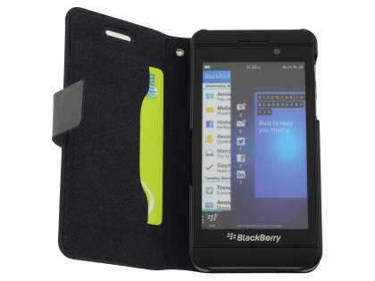Slim Genuine Leather Portfolio Case for BlackBerry Z10 - Classic Black