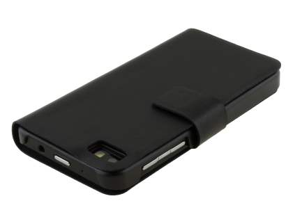 Slim Genuine Leather Portfolio Case for BlackBerry Z10 - Classic Black
