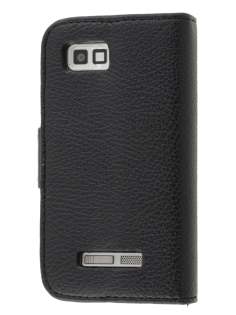 Synthetic Leather Wallet Case with Stand for Motorola DEFY XT535 - Classic Black
