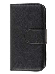 Synthetic Leather Wallet Case with Stand for Motorola DEFY XT535 - Classic Black