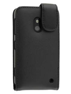 Genuine Leather Flip Case for Nokia Lumia 620 - Classic Black Genuine Leather Flip Case for Nokia Lumia 620 - Classic Black