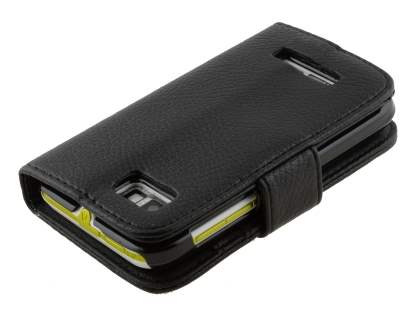 Synthetic Leather Wallet Case with Stand for Motorola DEFY XT535 - Classic Black