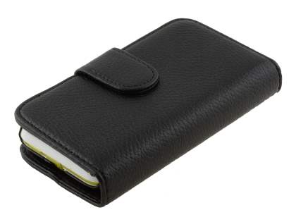 Synthetic Leather Wallet Case with Stand for Motorola DEFY XT535 - Classic Black