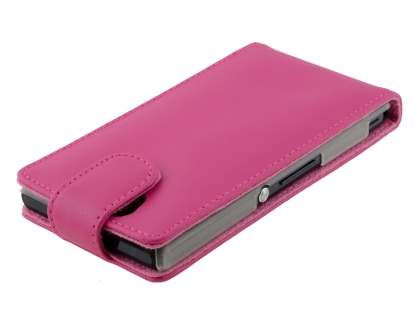 Genuine Leather Flip Case for Sony Xperia Z - Pink