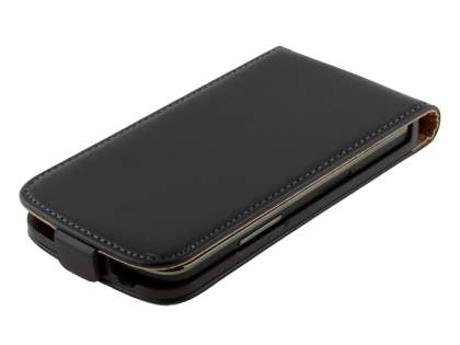 Slim Genuine Leather Flip Case for LG Nexus 4 E960 - Classic Black