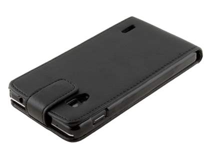 Synthetic Leather Flip Case for LG Optimus G E975 - Classic Black