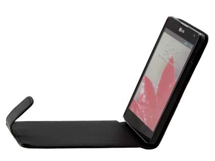 Synthetic Leather Flip Case for LG Optimus G E975 - Classic Black