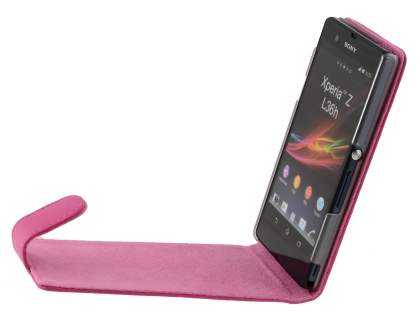 Genuine Leather Flip Case for Sony Xperia Z - Pink