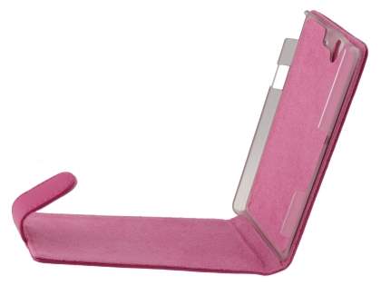 Genuine Leather Flip Case for Sony Xperia Z - Pink