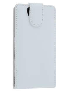 Genuine Leather Flip Case for Sony Xperia Z - Pearl White Leather Flip Case