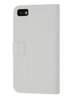 Synthetic Leather Wallet Case with Stand for BlackBerry Z10 - Pearl White Leather Wallet Case