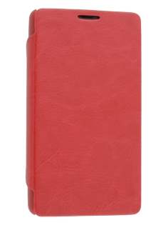 Fabric Flip Cover with built-in Stand for Nokia Lumia 820 - Red