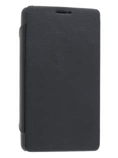 Fabric Flip Cover with built-in Stand for Nokia Lumia 820 - Classic Black