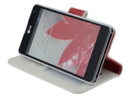 Synthetic Leather Wallet Case with Stand for LG Optimus G E975 - Pearl White