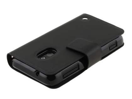 Slim Genuine Leather Portfolio Case for Nokia Lumia 620 - Classic Black
