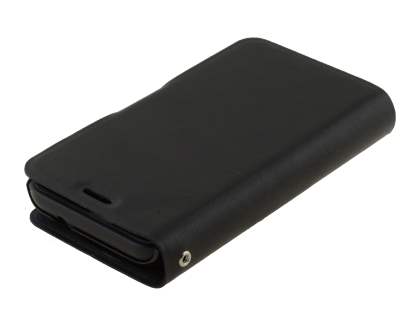Slim Genuine Leather Portfolio Case for Nokia Lumia 620 - Classic Black