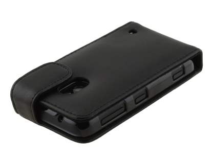 Genuine Leather Flip Case for Nokia Lumia 620 - Classic Black