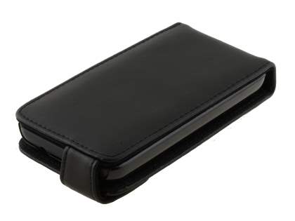 Genuine Leather Flip Case for Nokia Lumia 620 - Classic Black