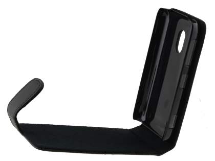 Genuine Leather Flip Case for Nokia Lumia 620 - Classic Black