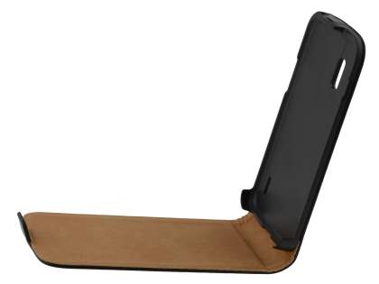 Slim Genuine Leather Flip Case for LG Nexus 4 E960 - Classic Black