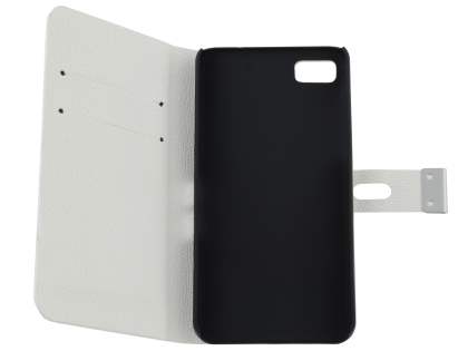 Synthetic Leather Wallet Case with Stand for BlackBerry Z10 - Pearl White