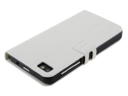 Synthetic Leather Wallet Case with Stand for BlackBerry Z10 - Pearl White