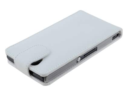 Genuine Leather Flip Case for Sony Xperia Z - Pearl White