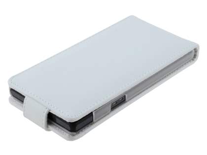 Genuine Leather Flip Case for Sony Xperia Z - Pearl White