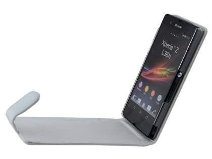 Genuine Leather Flip Case for Sony Xperia Z - Pearl White