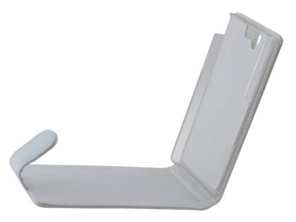 Genuine Leather Flip Case for Sony Xperia Z - Pearl White