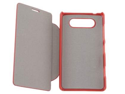 Fabric Flip Cover with built-in Stand for Nokia Lumia 820 - Red